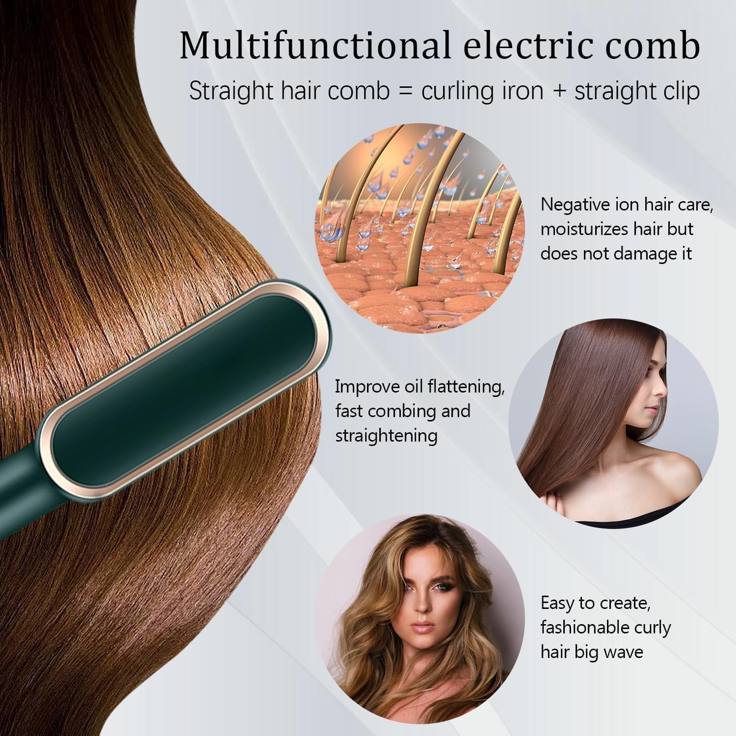 Hair Straightener 3 in 1 Comb Brush