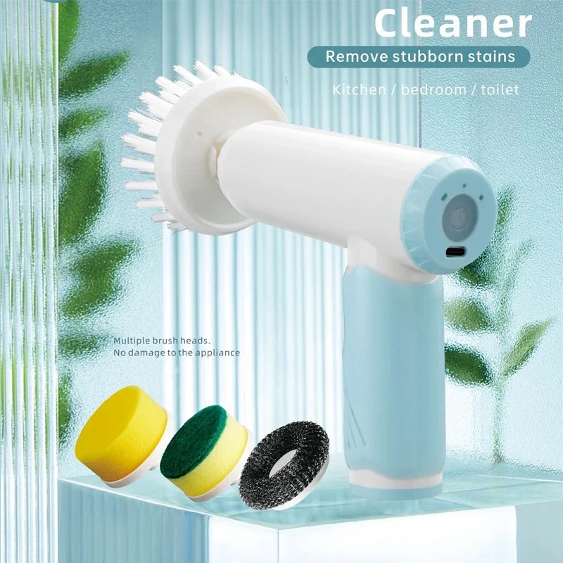 Multipurpose Scrubber with 4 Replaceable Brush Heads
